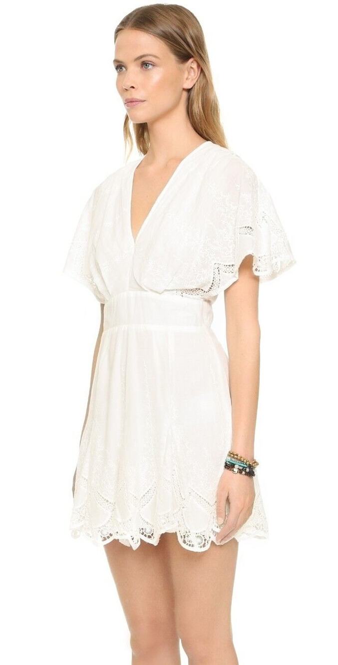 New 6 Shore Rd Pooja Honneymooners Eyelet Embroidered Mini Dress $268 Small